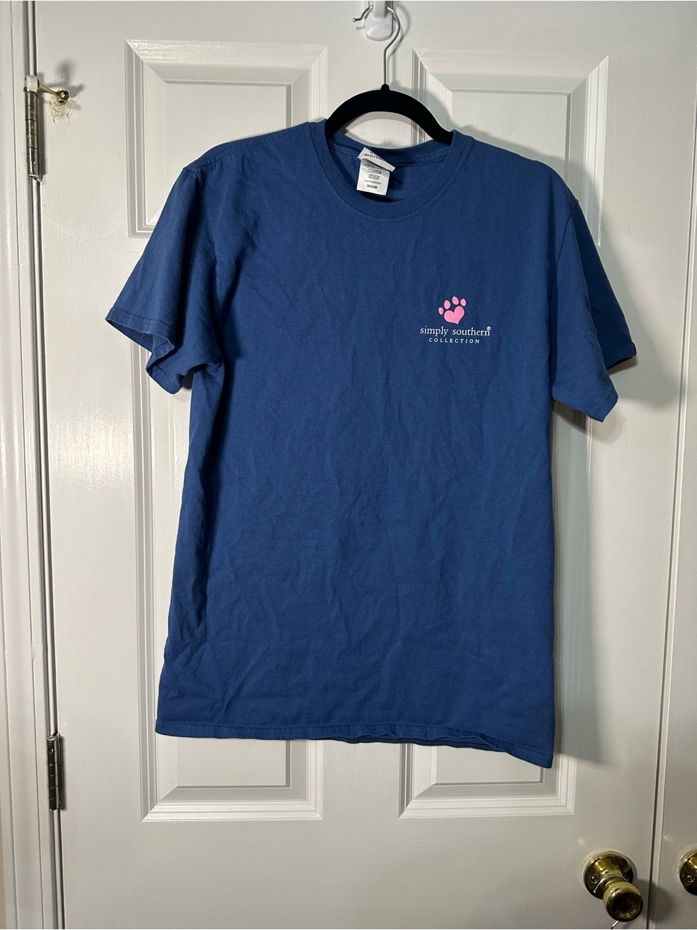 Simply Southern Blue Short-Sleeve Tee with Pink Paw